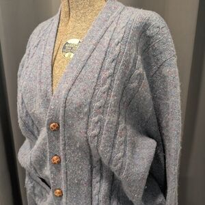 Jantzen Heathered Blue Cable Knit Cardigan